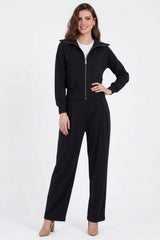 Tweedelige Set Met Korte Zip - Top – Zwart