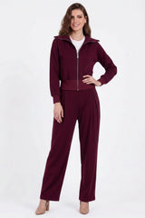 Tweedelige Set Met Korte Zip - Top – Bordeaux