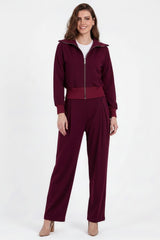 Tweedelige Set Met Korte Zip - Top – Bordeaux