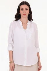 Chemise En Lin Blanche À Sequins