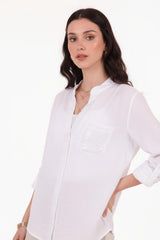 Chemise En Lin Blanche À Sequins