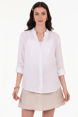 Chemise En Lin Blanche À Sequins