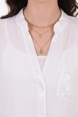 Chemise En Lin Blanche À Sequins