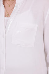 Chemise En Lin Blanche À Sequins