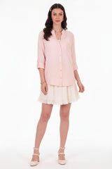 Leinenbluse Mit Pailletten – Rosa