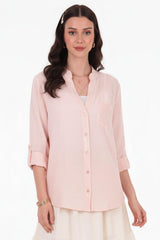 Leinenbluse Mit Pailletten – Rosa