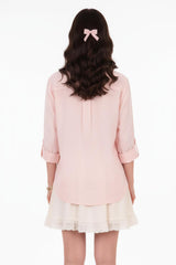 Leinenbluse Mit Pailletten – Rosa