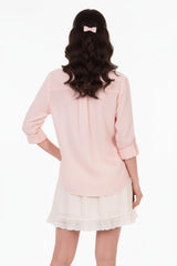 Leinenbluse Mit Pailletten – Rosa