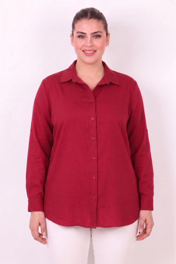 Satin Blouse Plus - Size Rood