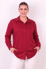 Satin Blouse Plus - Size Rood