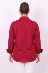 Satin Blouse Plus - Size Rood
