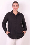 Satin Blouse Plus - Size Zwart