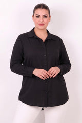 Satin Blouse Plus - Size Zwart