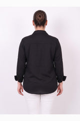 Satin Blouse Plus - Size Zwart