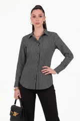 Striped Long - Sleeve Shirt — Black
