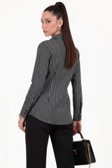 Striped Long - Sleeve Shirt — Black
