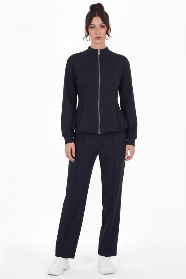 Zwart Tweedelig Set Met Taillebanddetail
