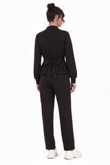 Zwart Tweedelig Set Met Taillebanddetail