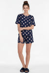 Korte Mouw Pyjama Set Met Comicprint — Navy
