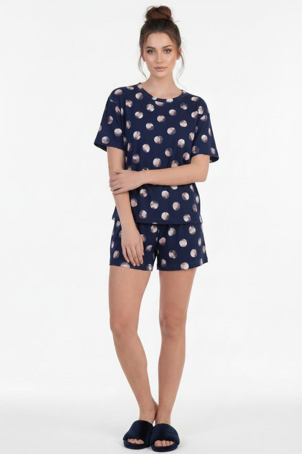 Korte Mouw Pyjama Set Met Comicprint — Navy