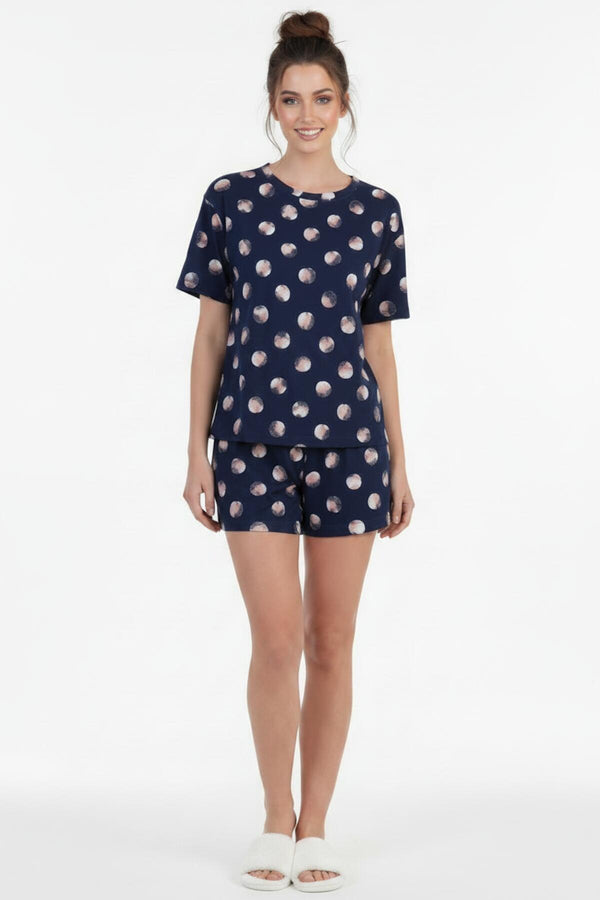 Korte Mouw Pyjama Set Met Comicprint — Navy