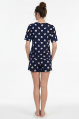 Korte Mouw Pyjama Set Met Comicprint — Navy