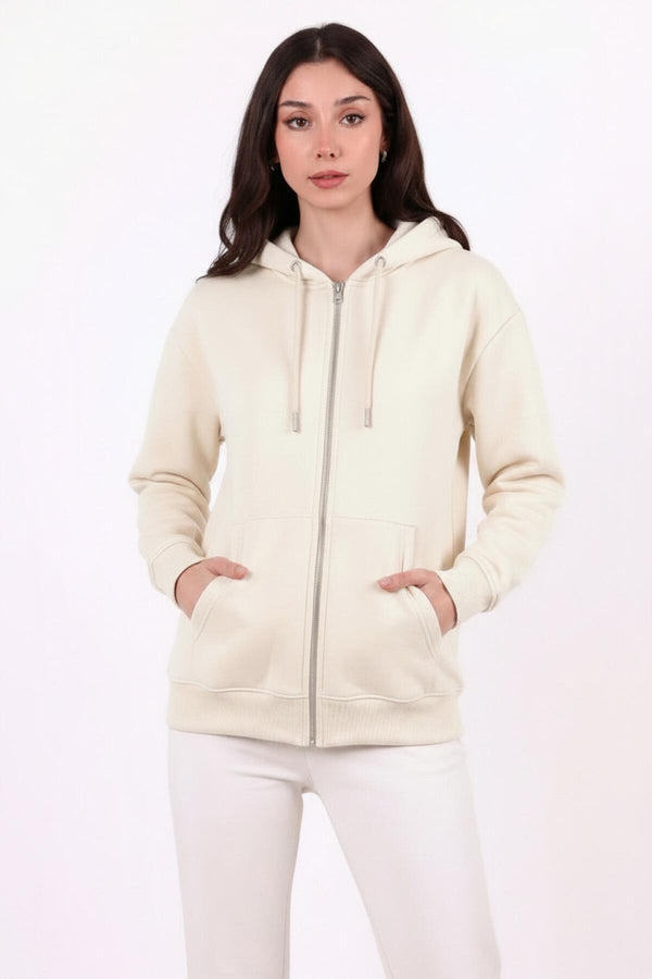 Oversized Hoodie Met Rits — Stone