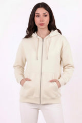 Oversized Hoodie Met Rits — Stone