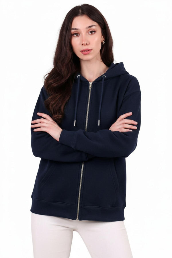 Oversized Capuchonvest Met Ritssluiting, Donkerblauw