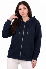 Oversized Zip - Up Hoodie In Navy
