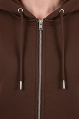 Oversized Capuchonvest Met Ritssluiting, Bruin