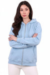 Oversized Capuchonvest Met Ritssluiting, Blauw