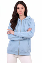 Oversized Capuchonvest Met Ritssluiting, Blauw
