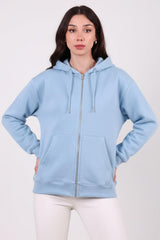 Oversized Capuchonvest Met Ritssluiting, Blauw