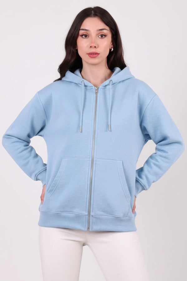 Oversized Capuchonvest Met Ritssluiting, Blauw