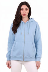 Oversized Capuchonvest Met Ritssluiting, Blauw