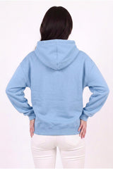 Oversized Capuchonvest Met Ritssluiting, Blauw