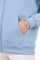 Oversized Capuchonvest Met Ritssluiting, Blauw