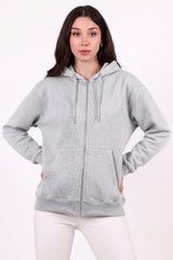 3 - Draads Oversized Capuchonsweat Met Rits – Grijs