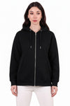 3 - Draads Oversized Capuchonsweat Met Rits – Zwart