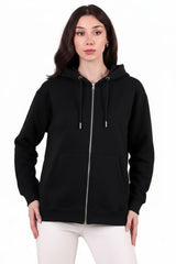 3 - Draads Oversized Capuchonsweat Met Rits – Zwart