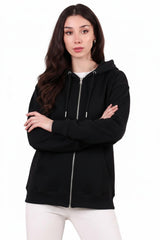 3 - Draads Oversized Capuchonsweat Met Rits – Zwart