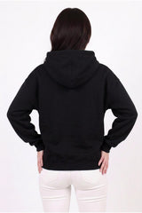 3 - Draads Oversized Capuchonsweat Met Rits – Zwart