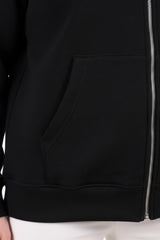 3 - Draads Oversized Capuchonsweat Met Rits – Zwart