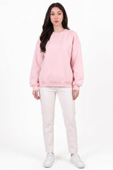 Dames 3‑Draads Korte Crewneck - Sweatshirt, Roze