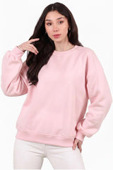Dames 3‑Draads Korte Crewneck - Sweatshirt, Roze