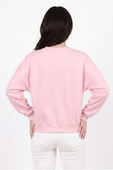 Dames 3‑Draads Korte Crewneck - Sweatshirt, Roze