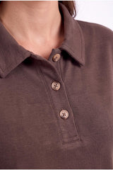 Piqué Poloshirt En Losse Broekset — Bruin