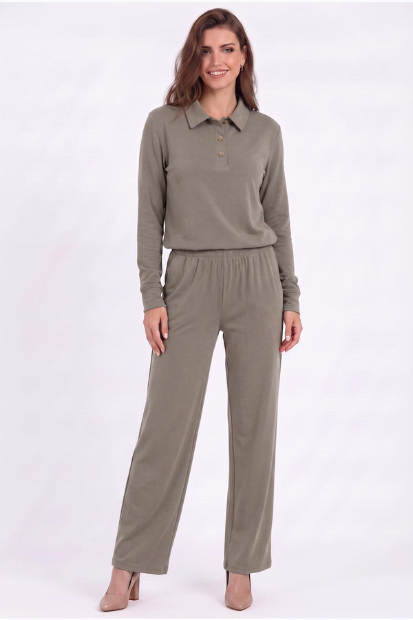 Piqué - Set Met Polokraag En Knopen — Khaki