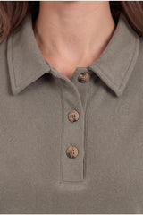 Piqué - Set Met Polokraag En Knopen — Khaki